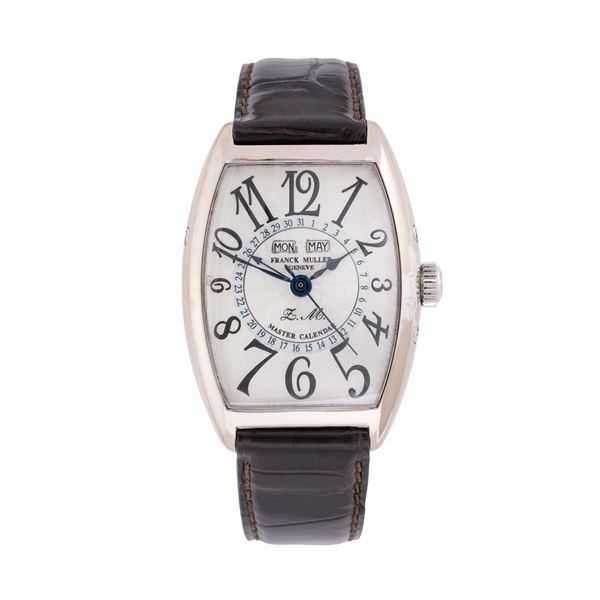 FRANCK MULLER - FRANCK MULLER - MASTER CALENDAR TRIPLE CALENDAR WATCH IN 18KT WHITE GOLD WITH GUILLOCHE DIAL AND 18KT WHITE GOLD FOLDING CLASP