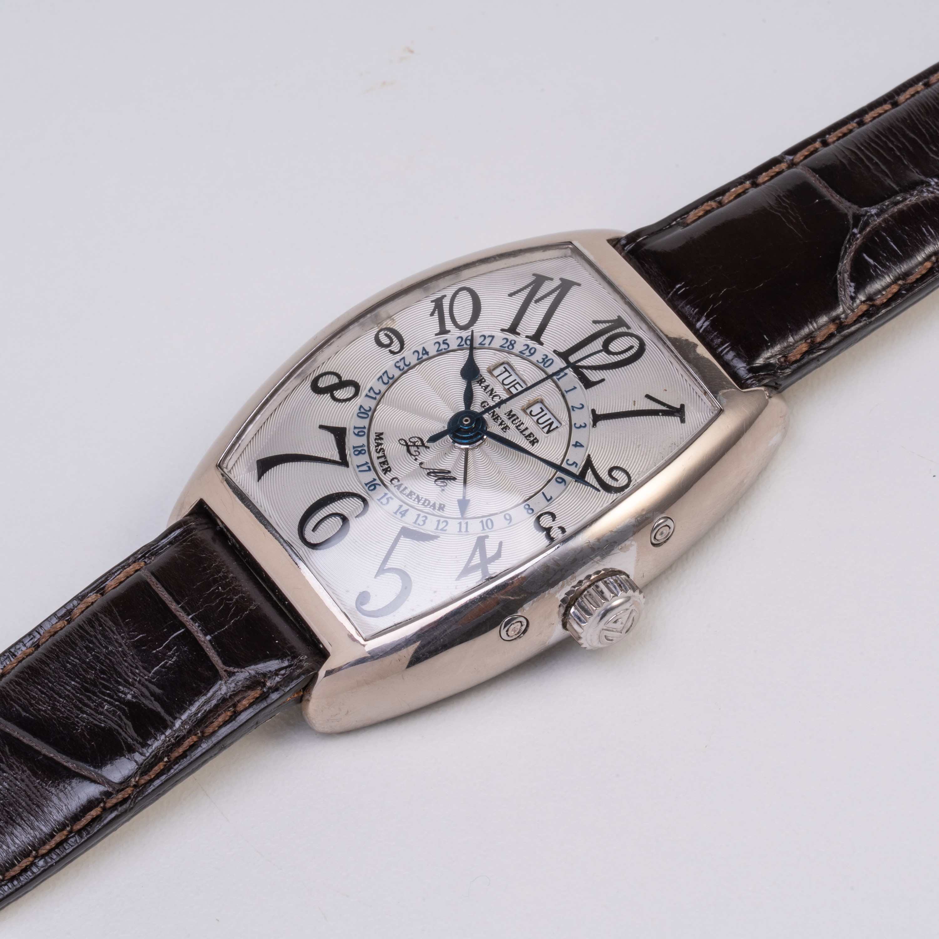 FRANCK MULLER - MASTER CALENDAR OROLOGIO TRIPLO CALENDARIO IN ORO BIANCO 18KT CON QUADRANTE GUILL...