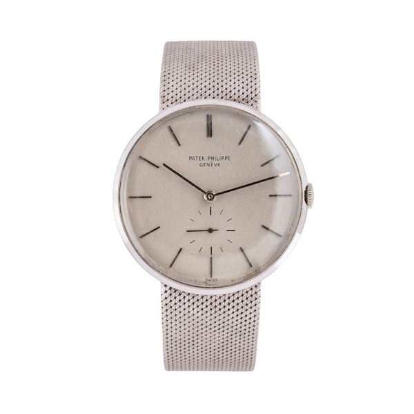 PATEK PHILIPPE - PATEK PHILIPPE - CALATRAVA MANUAL-WINDING TIME-ONLY WATCH IN 18KT WHITE GOLD WITH 18KT WHITE GOLD BRACELET, GREY DIAL AND SMALL SECONDS AT SIX O'CLOCK.