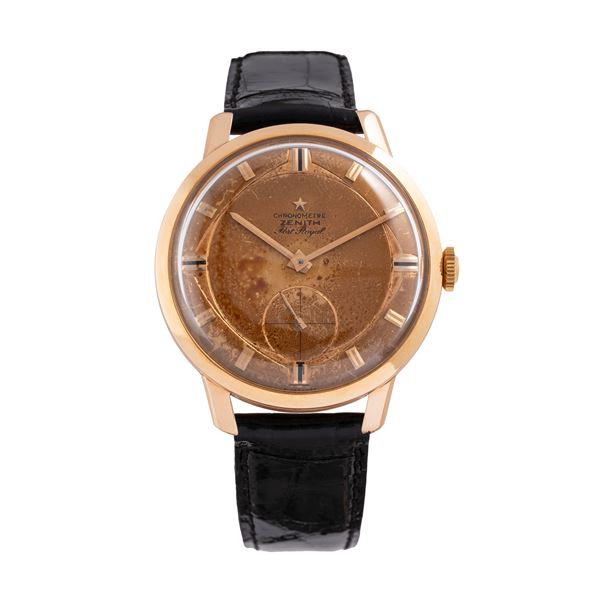 ZENITH - ZENITH - CHRONOMETRE PORT ROYAL MANUAL-WINDING TIME-ONLY WATCH IN 18KT ROSE GOLD WITH TROPICAL DIAL AND SMALL SECONDS AT SIX O'CLOCK