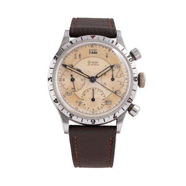GRANA - GRANA - CHRONOGRAPH MANUAL-WINDING STEEL CHRONOGRAPH WITH TWO-TONE DIAL AND BIDIRECTIONAL BEZEL