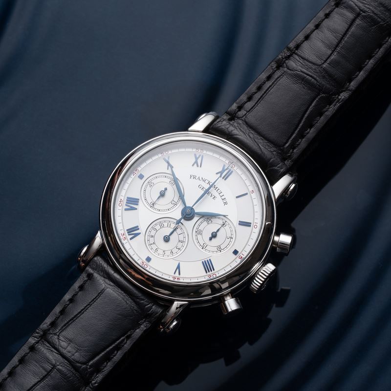 FRANCK MULLER - CHRONOGRAPH CRONOGRAFO A CARICA MANUALE IN PLATINO CON QUADRANTE ARGENTE' E SCALA...