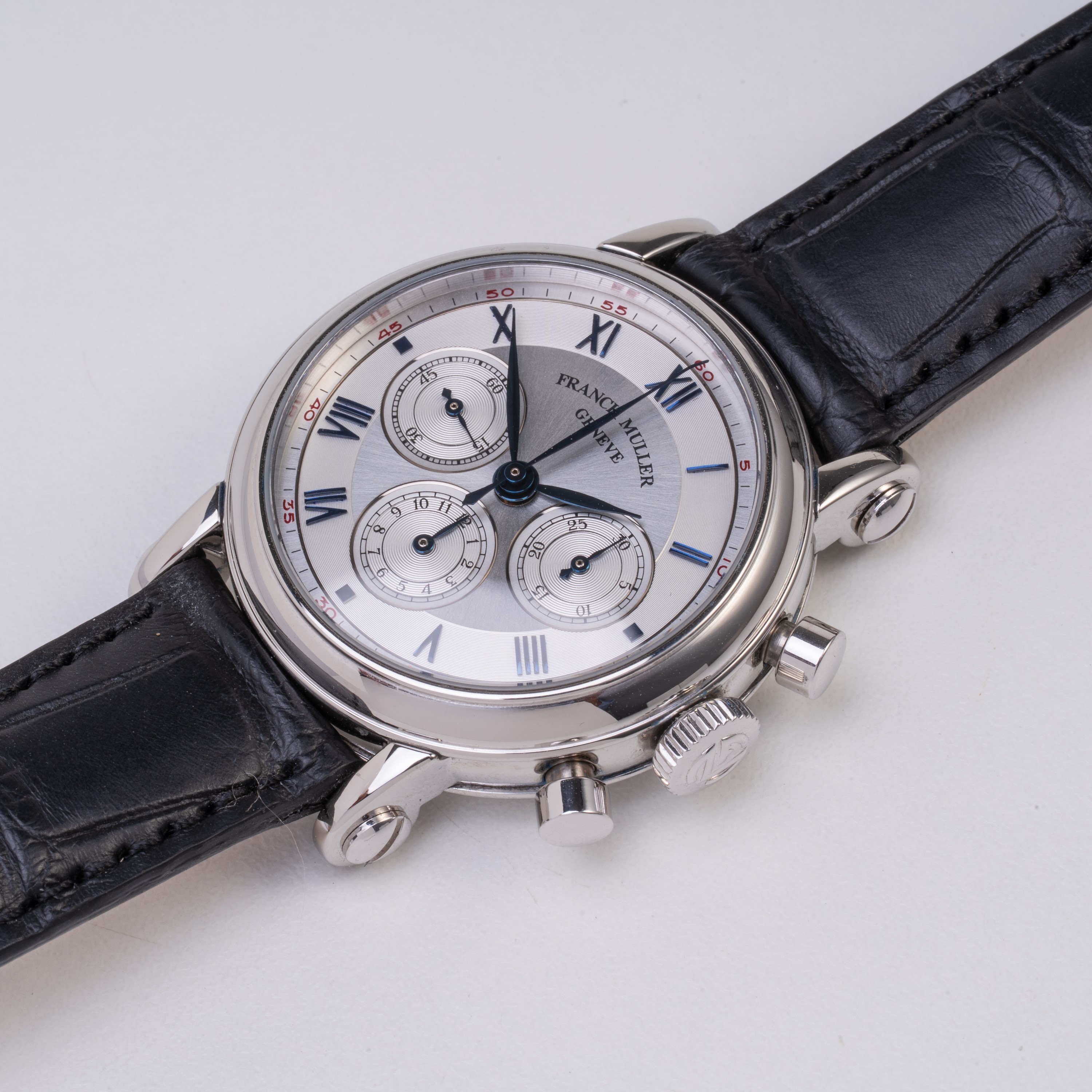 FRANCK MULLER - CHRONOGRAPH CRONOGRAFO A CARICA MANUALE IN PLATINO CON QUADRANTE ARGENTE' E SCALA...