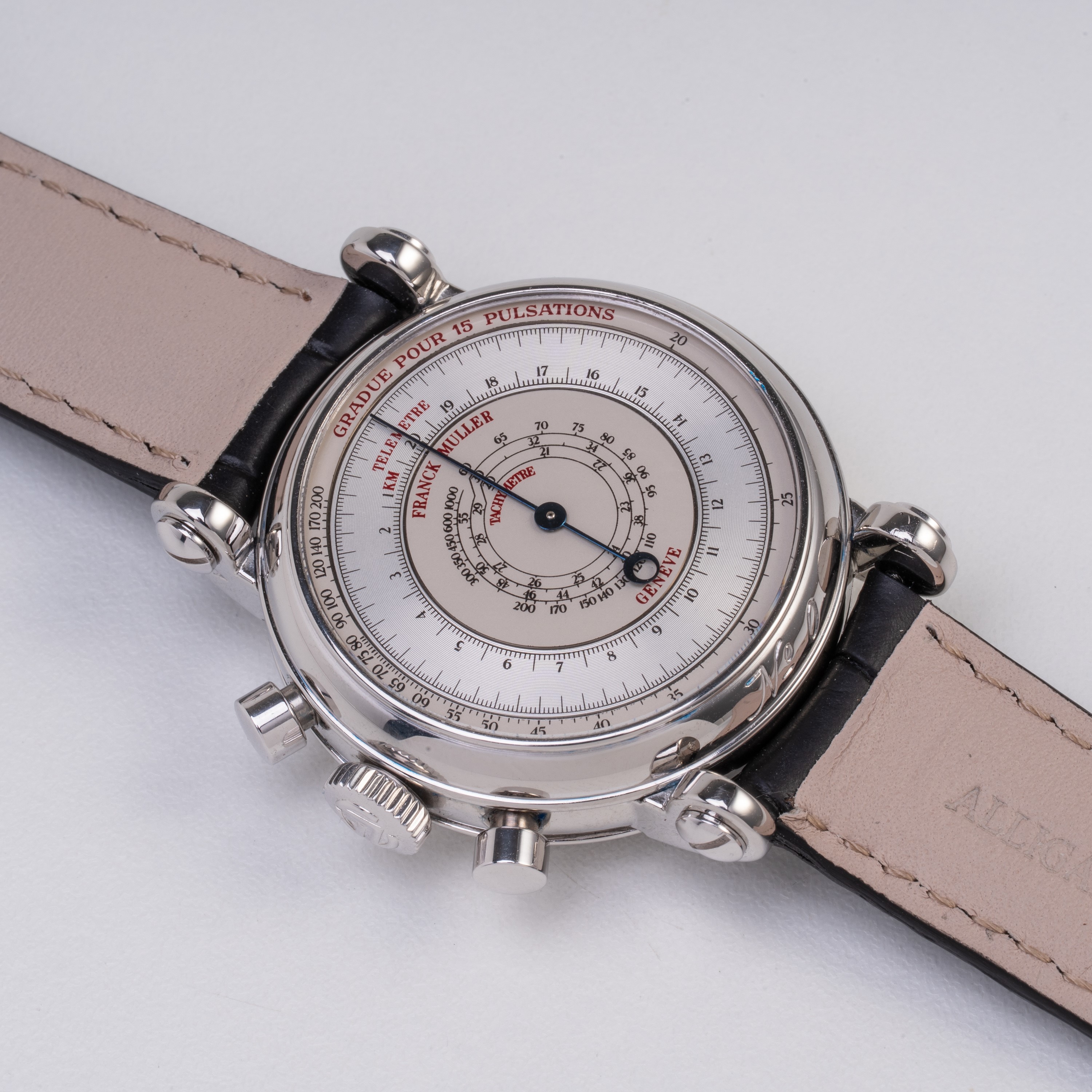 FRANCK MULLER - CHRONOGRAPH CRONOGRAFO A CARICA MANUALE IN PLATINO CON QUADRANTE ARGENTE' E SCALA...
