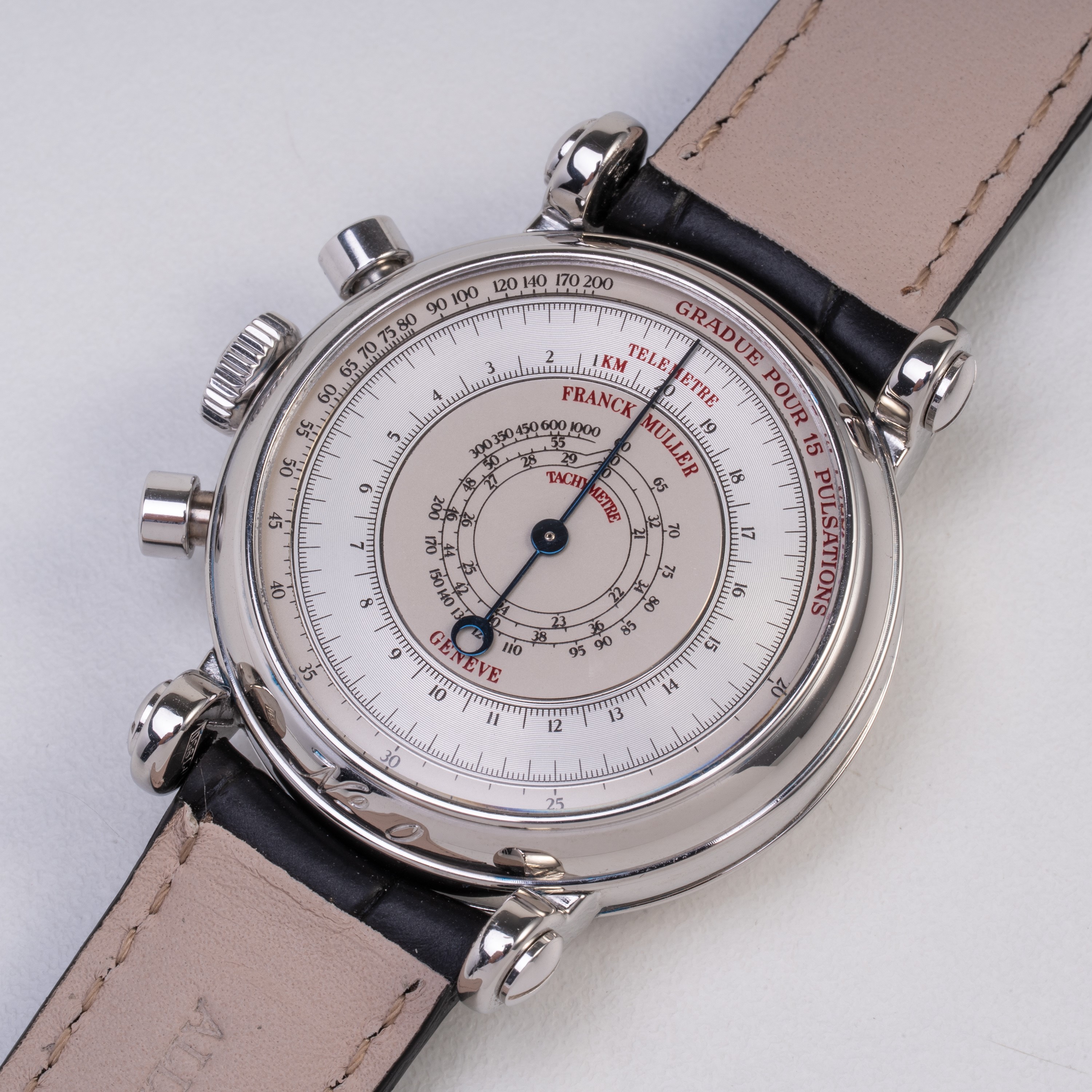 FRANCK MULLER - CHRONOGRAPH CRONOGRAFO A CARICA MANUALE IN PLATINO CON QUADRANTE ARGENTE' E SCALA...
