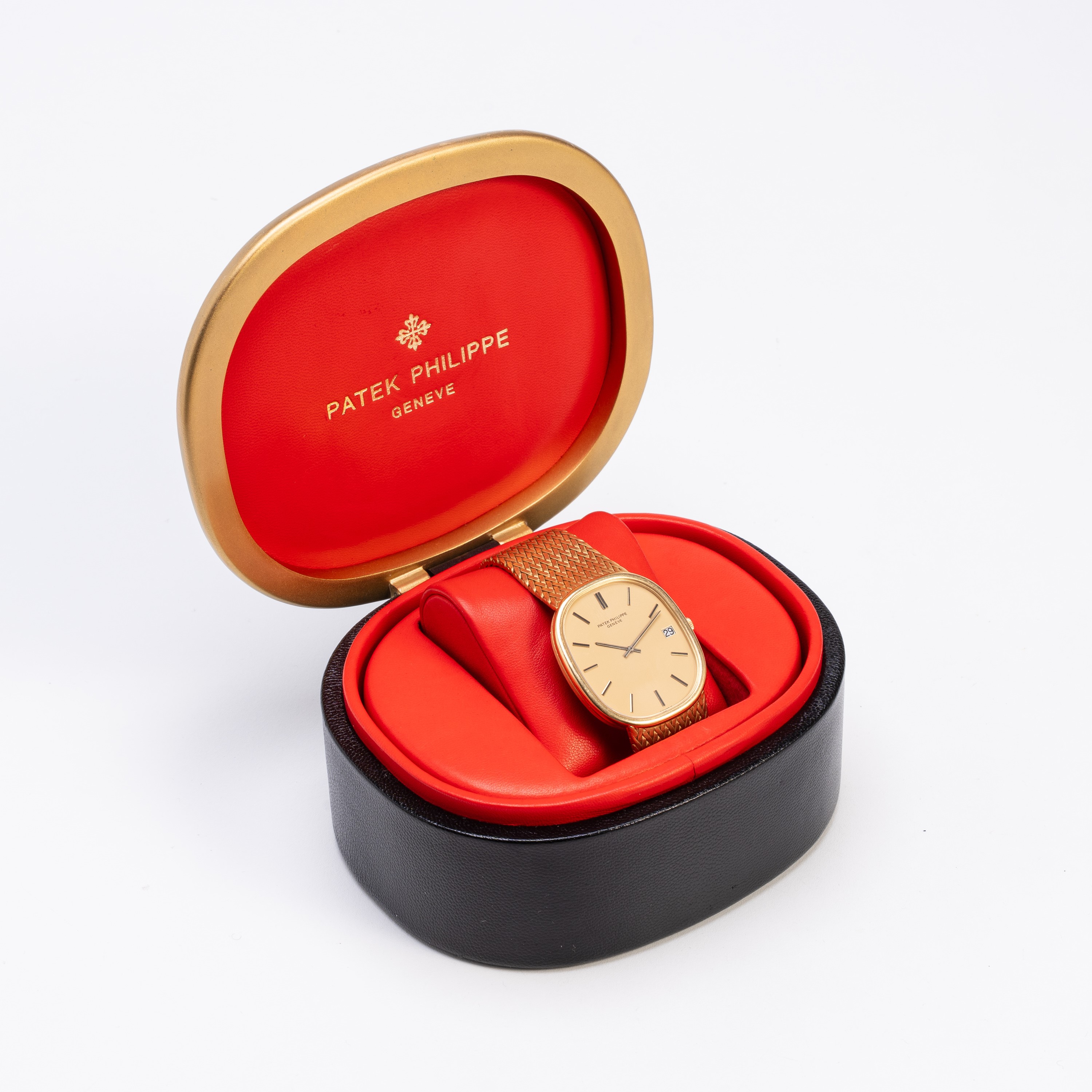 PATEK PHILIPPE - ELLIPSE JUMBO OROLOGIO SOLO TEMPO A CARICA AUTOMATICA IN ORO GIALLO 18KT CON BRA...
