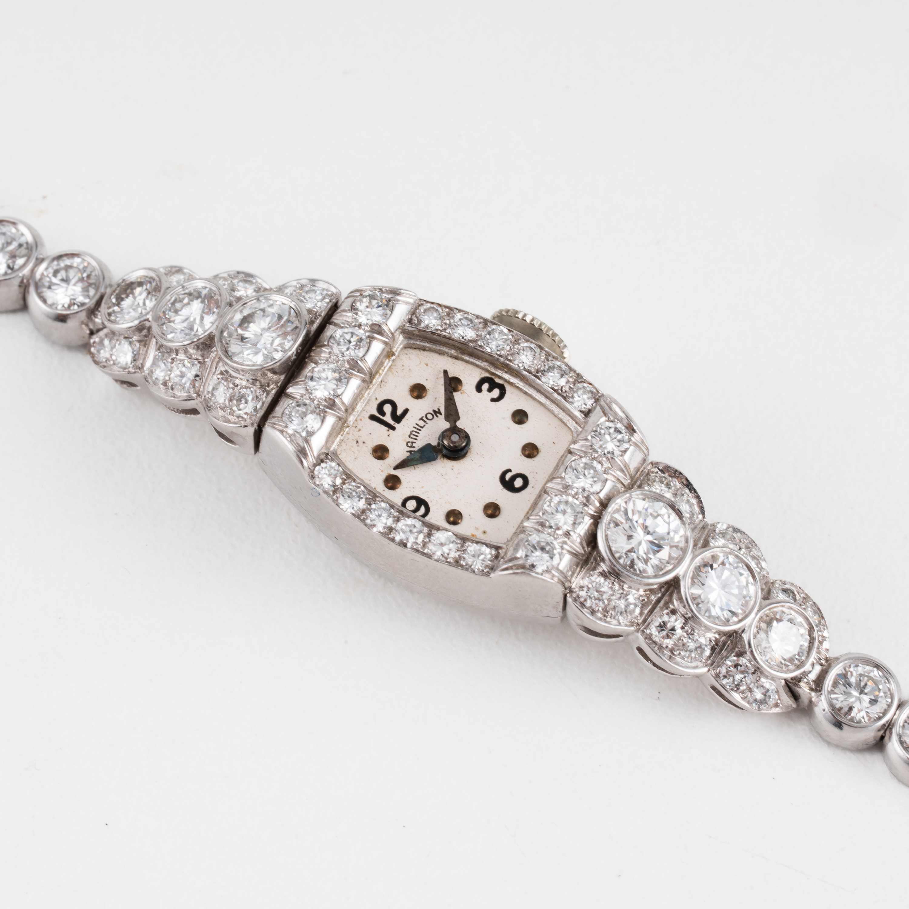 HAMILTON OROLOGIO SOLO TEMPO A CARICA MANUALE PLACCATO IN PLATINO CON QUADRANTE BIANCO