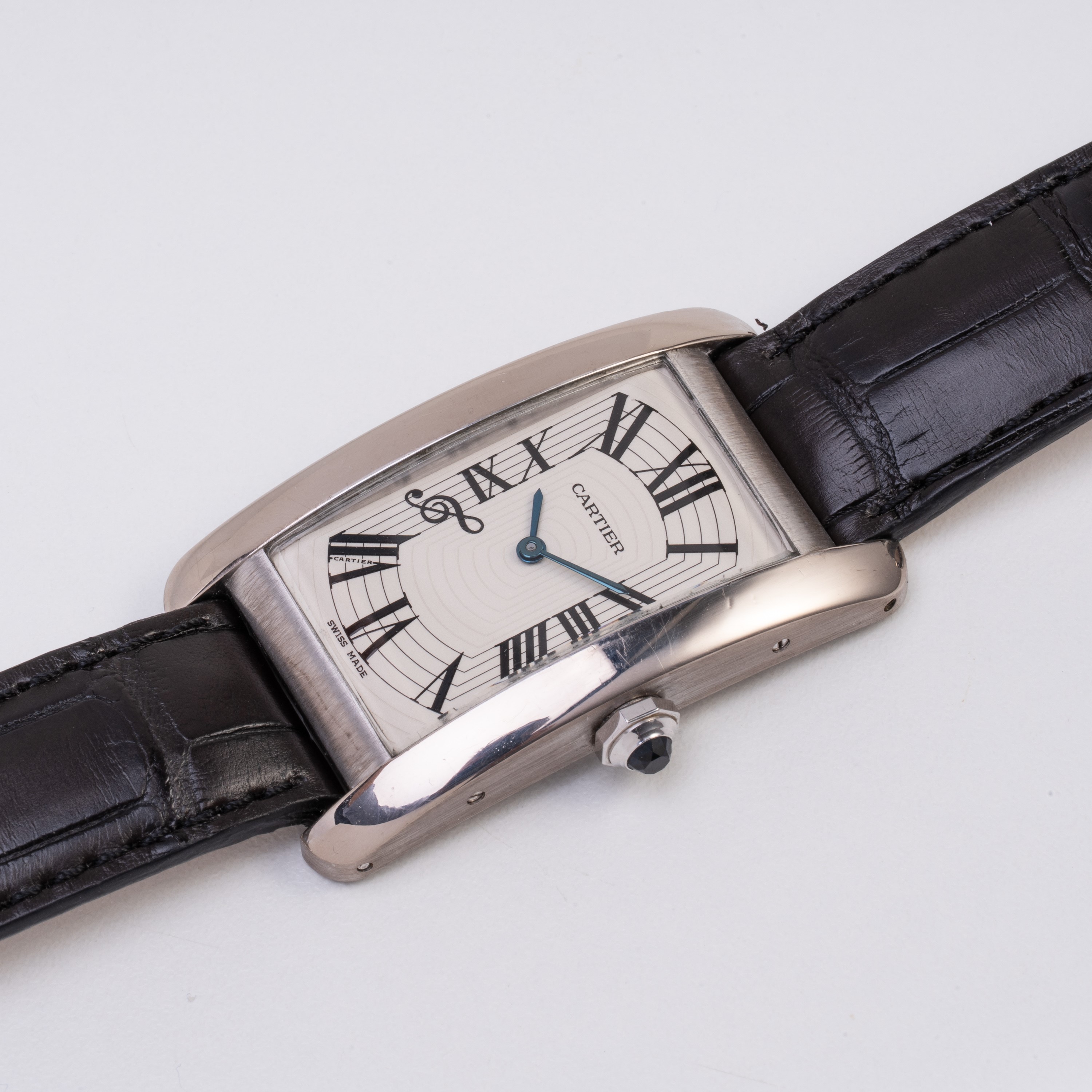 CARTIER - TANK AMERICAINE OROLOGIO SOLO TEMPO A CARICA AUTOMATICA IN ORO BIANCO 18KT REALIZZATO P...