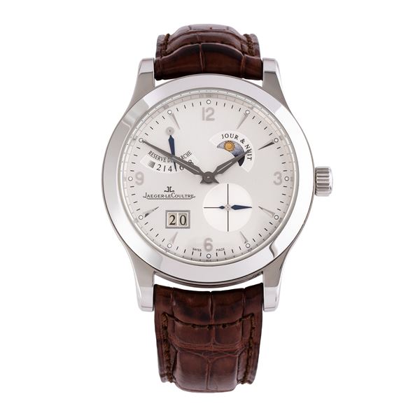 JAEGER LE COULTRE - JAEGER LECOULTRE - MASTER CONTROL 8 DAYS MANUAL WINDING STEEL TIME ONLY WATCH WITH POWER RESERVE, MOON PHASE AND DATE DISPLAY