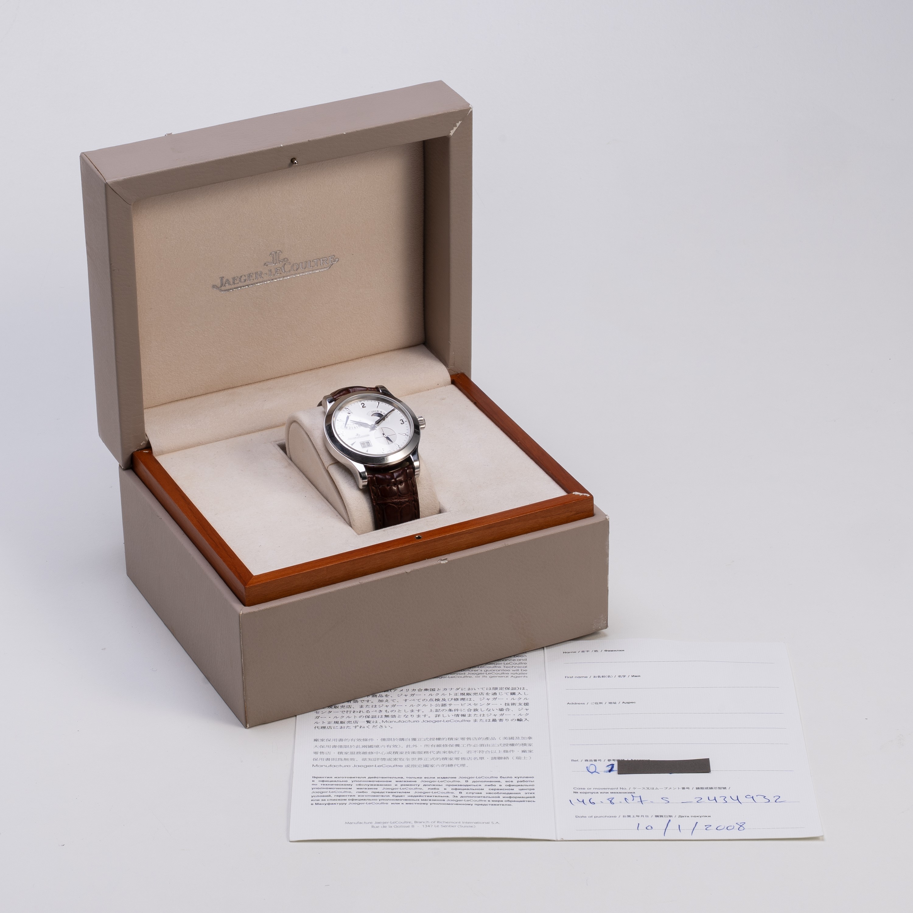 JAEGER LECOULTRE - MASTER CONTROL 8 DAYS OROLOGIO SOLO TEMPO A CARICA MANUALE IN ACCIAIO CON RISE...