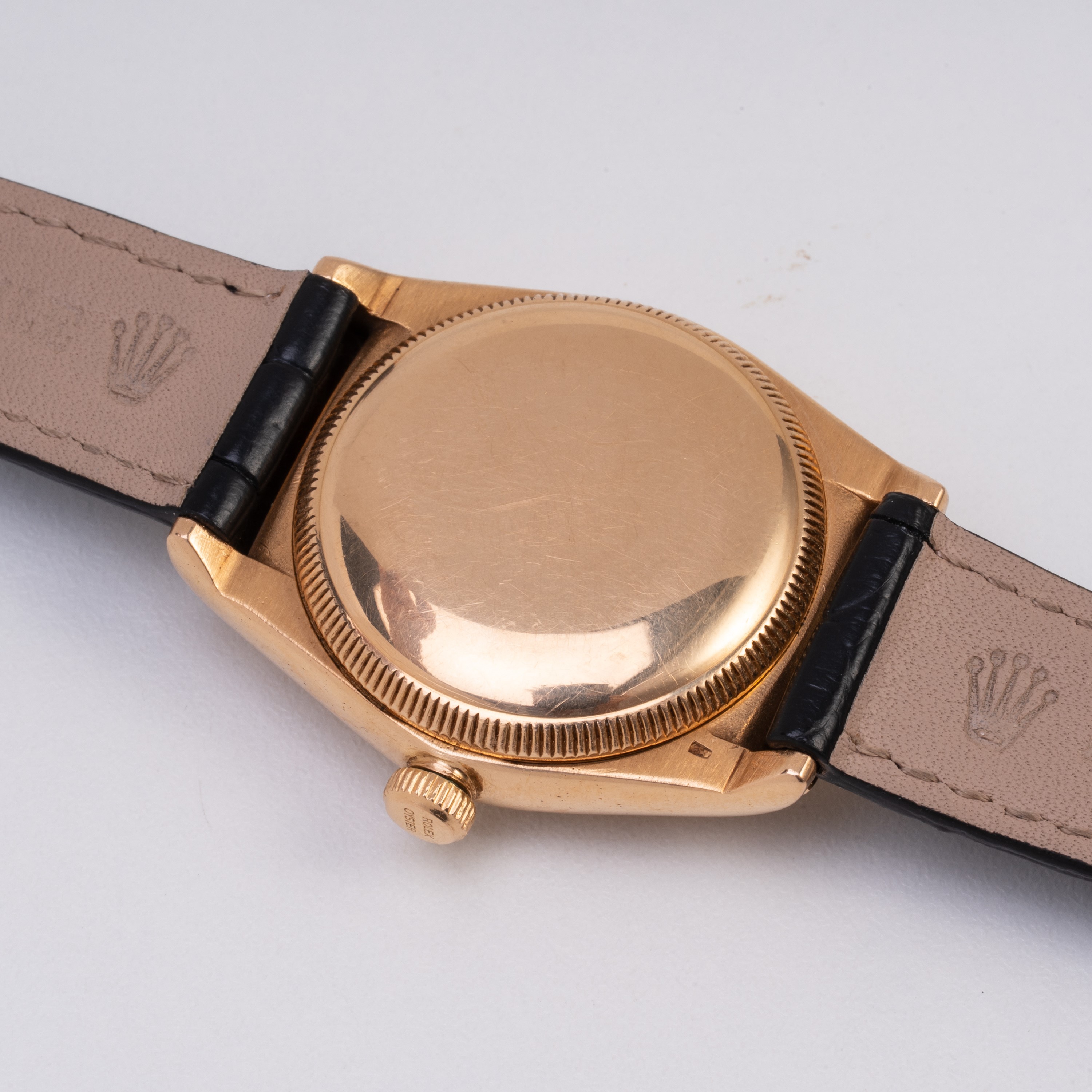ROLEX - OVETTO OROLOGIO SOLO TEMPO A CARICA AUTOMATICA IN ORO ROSA 18KT CON QUADRANTE NERO GRAFIC...