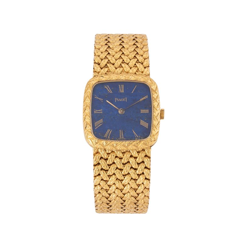 PIAGET OROLOGIO SOLO TEMPO A CARICA MANUALE IN ORO GIALLO 18KT CON QUADRANTE LAPISLAZZULI E BRACC...