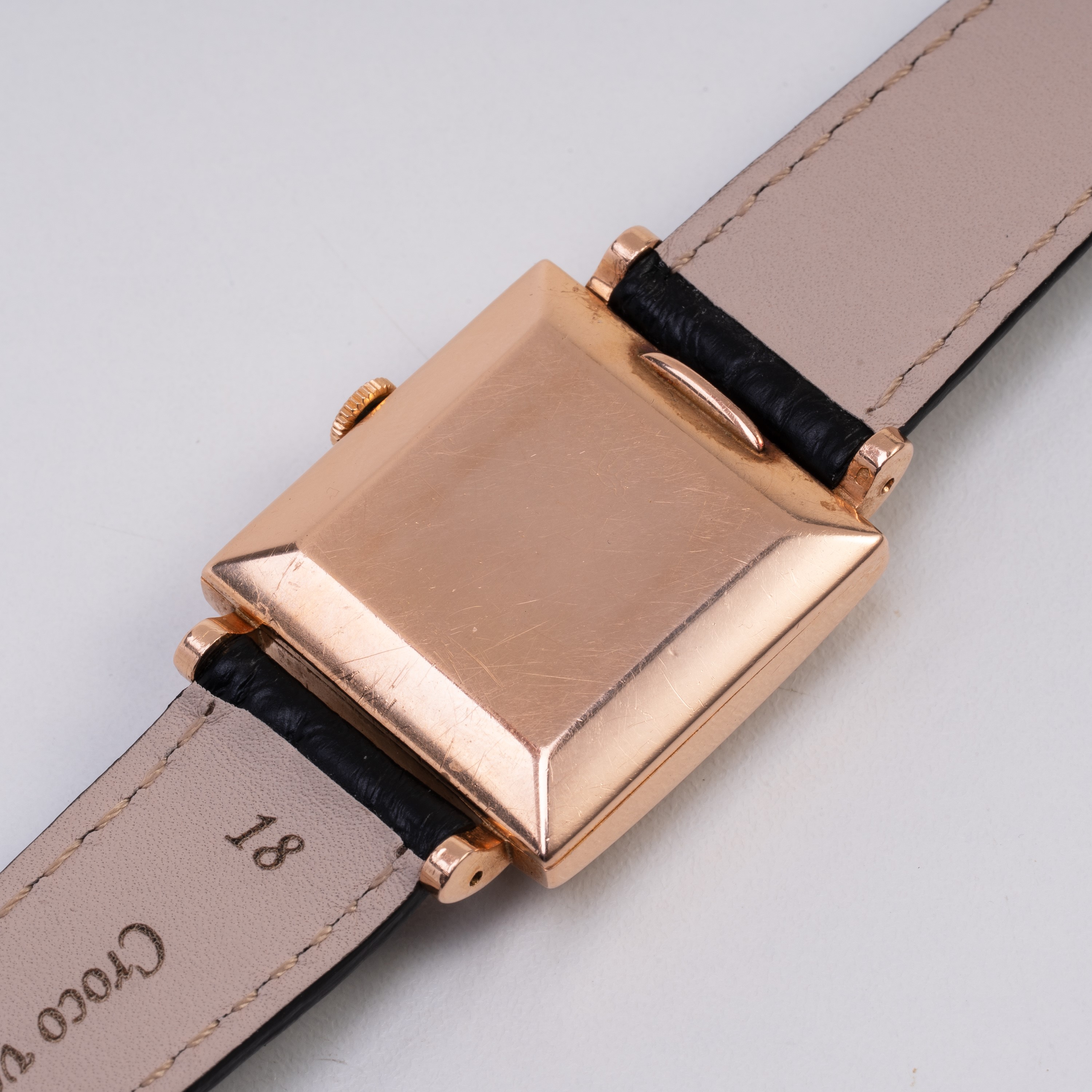 ROLEX OROLOGIO SOLO TEMPO A CARICA MANUALE IN ORO ROSA 14KT CON QUADRANTE NERO E PICCOLI SECONDI ...