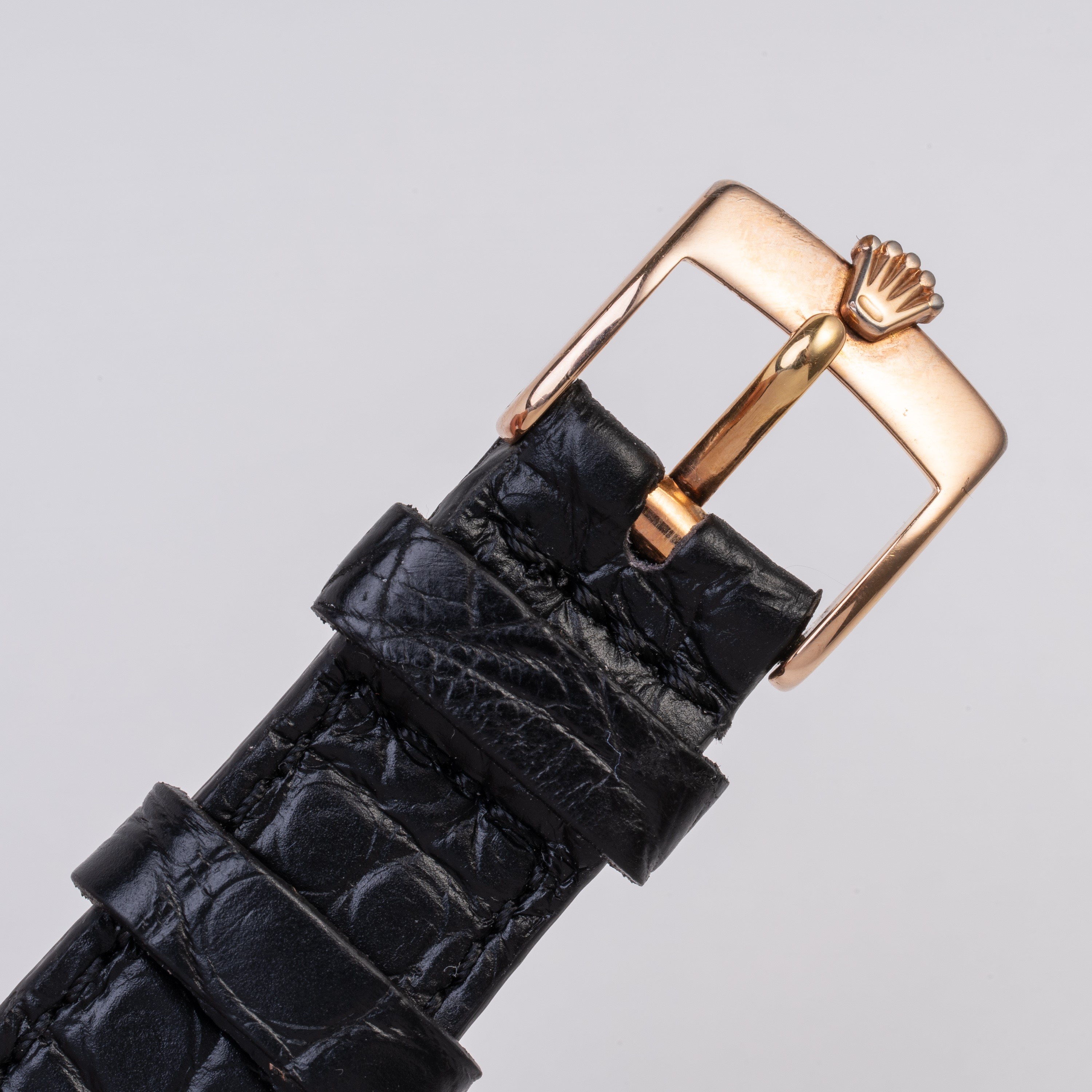 ROLEX OROLOGIO SOLO TEMPO A CARICA MANUALE IN ORO ROSA 14KT CON QUADRANTE NERO E PICCOLI SECONDI ...