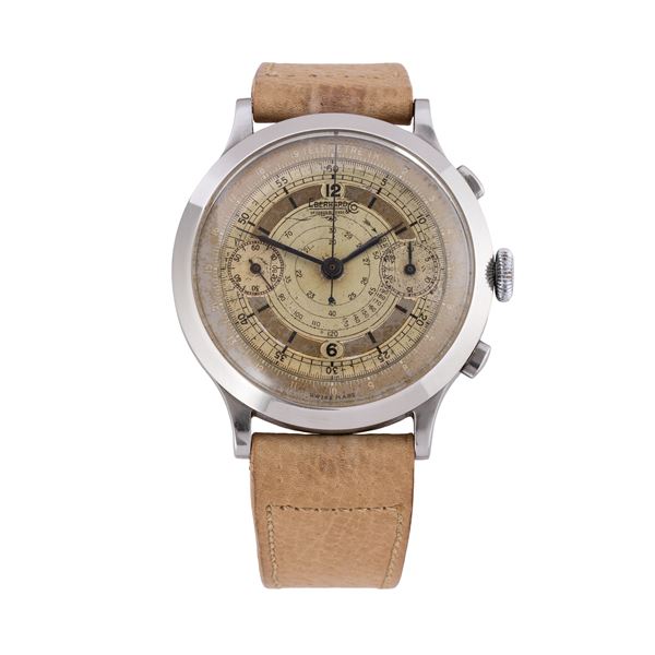 EBERHARD - EBERHARD - PRE EXTRAFORT MANUAL-WINDING STEEL CHRONOGRAPH WITH TWO-TONE MIRRORED DIAL AND TELEMETRIC SCALE