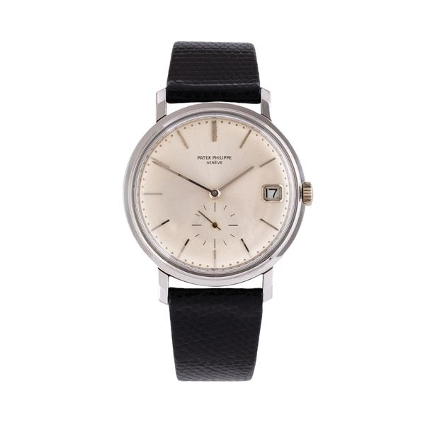 PATEK PHILIPPE - PATEK PHILIPPE - CALATRAVA 18KT WHITE GOLD SELF-WINDING TIME-ONLY WATCH WITH SILVER DIAL, DATE DISPLAY AT THREE O'CLOCK AND SMALL SECONDS AT SIX O'CLOCK.