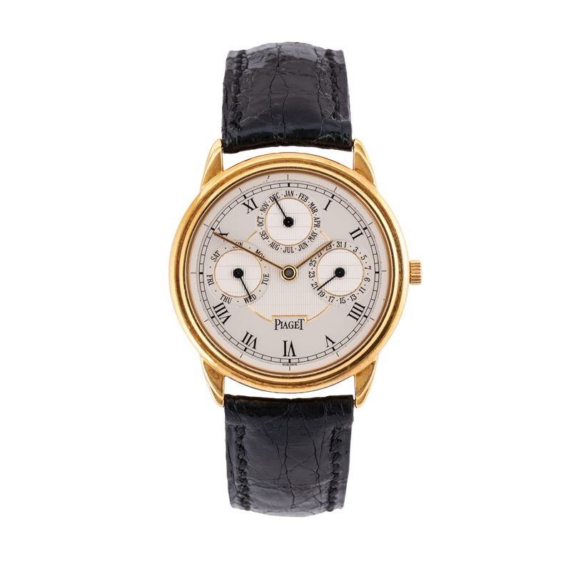 PIAGET - TRIPLE CALENDAR TRIPLO CALENDARIO A CARICA AUTOMATICA IN ORO GIALLO 18KT CON QUADRANTE B...
