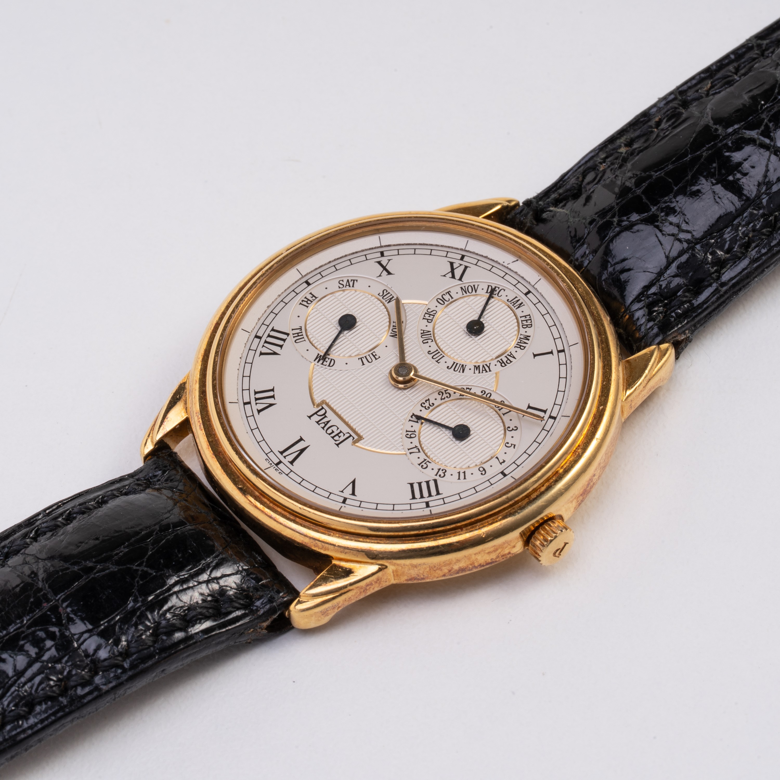 PIAGET - TRIPLE CALENDAR TRIPLO CALENDARIO A CARICA AUTOMATICA IN ORO GIALLO 18KT CON QUADRANTE B...