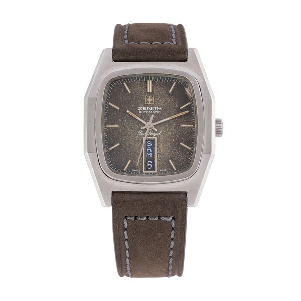ZENITH - ZENITH - PORT ROYAL AUTOMATIC STEEL DAY DATE WATCH WITH TROPICAL DIAL