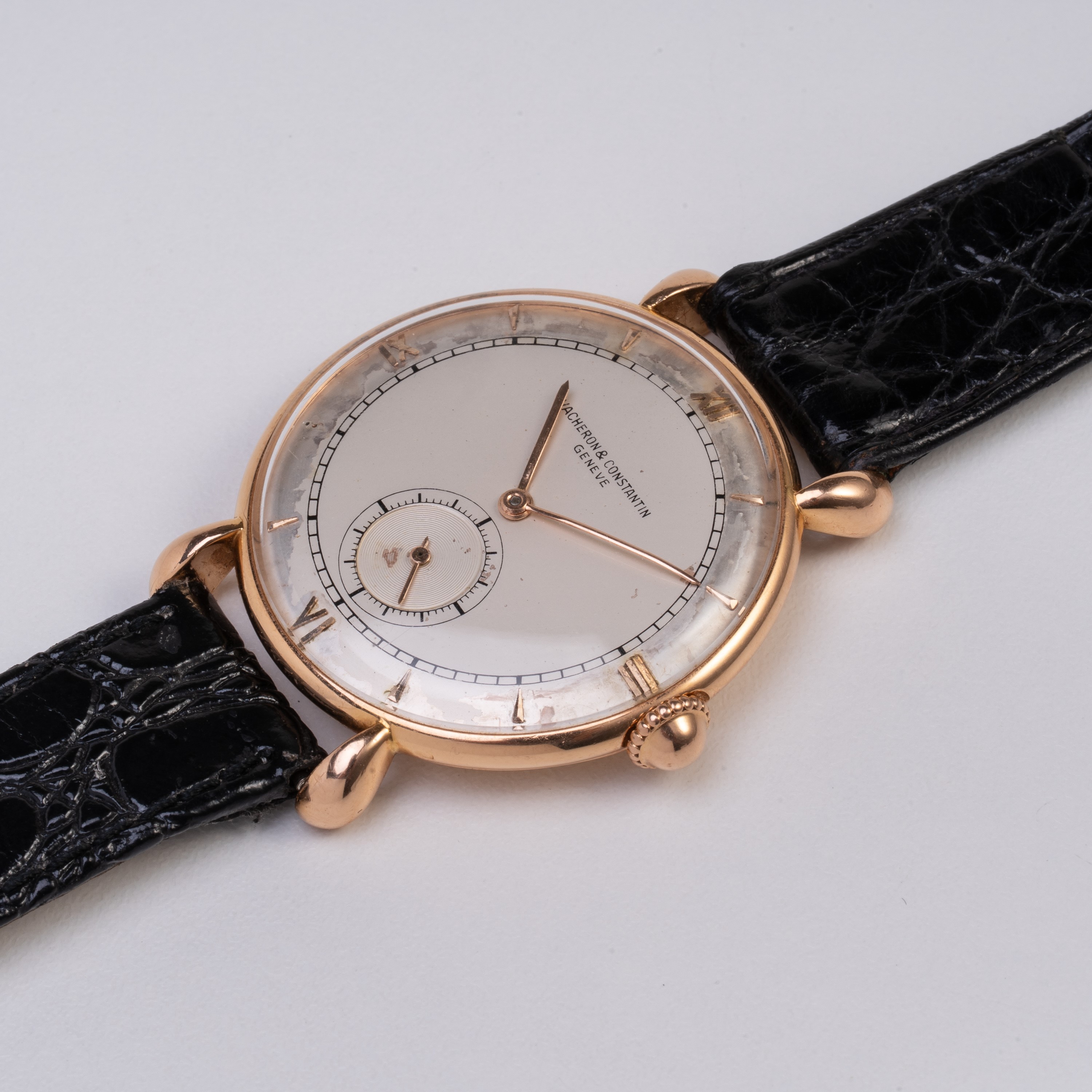 VACHERON CONSTANTIN OROLOGIO SOLO TEMPO A CARICA MANUALE IN ORO ROSA 18KT CON ANSE DI FORMA, QUAD...