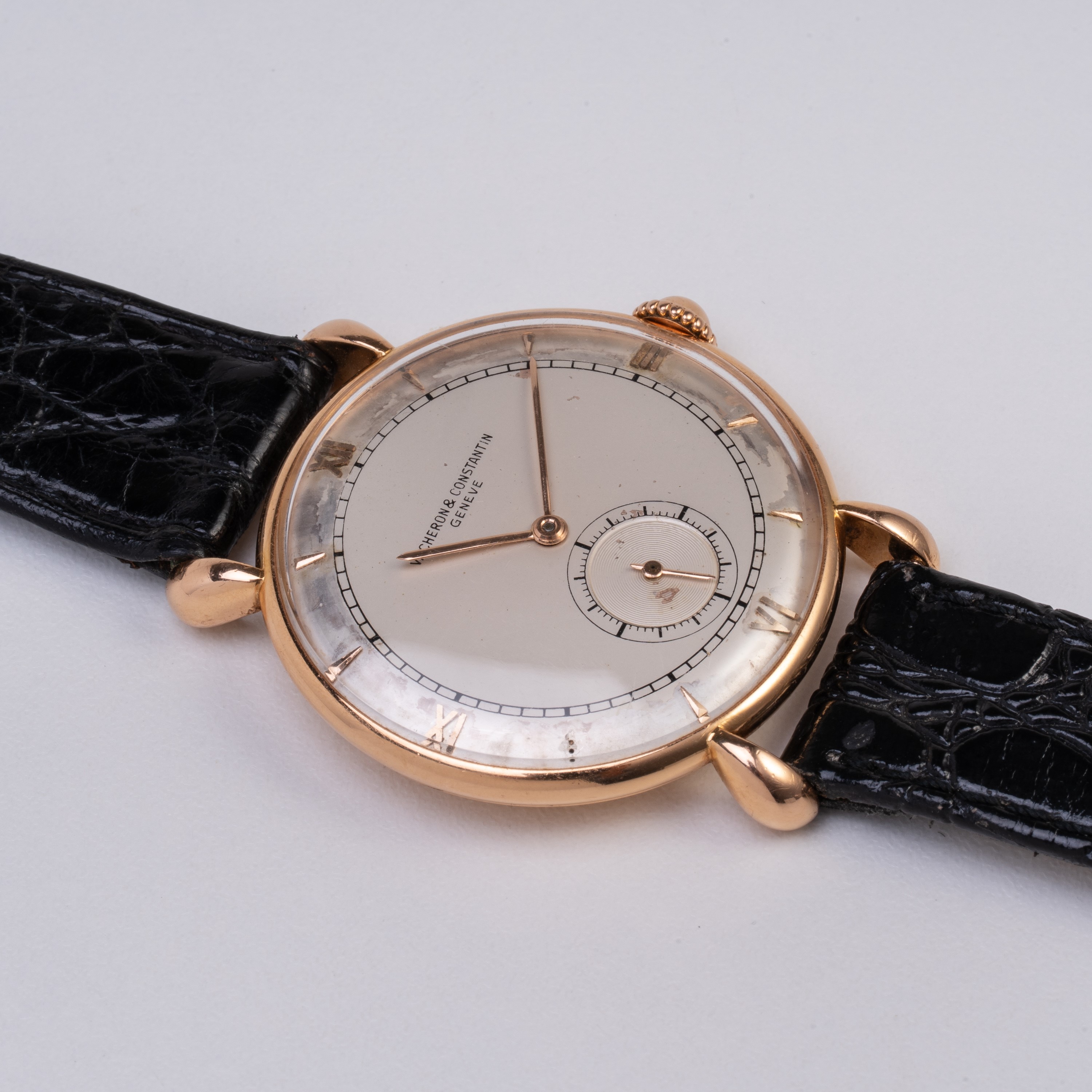 VACHERON CONSTANTIN OROLOGIO SOLO TEMPO A CARICA MANUALE IN ORO ROSA 18KT CON ANSE DI FORMA, QUAD...