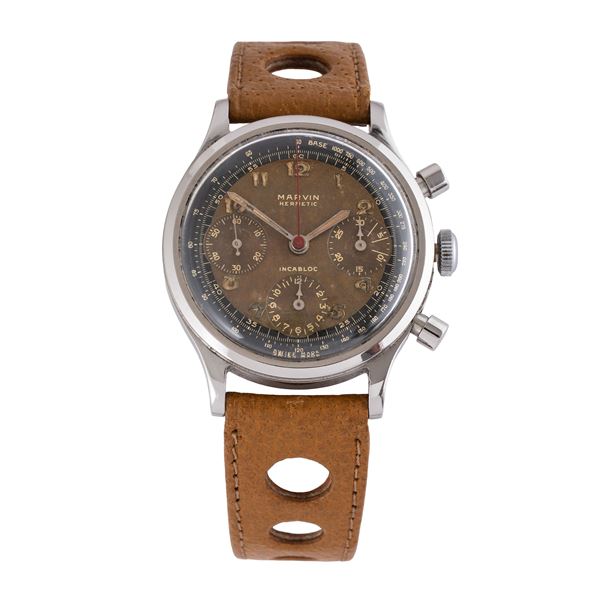MARVIN - MARVIN - HERMETIC MANUAL WINDING CHRONOGRAPH IN STEEL WITH TROPICAL DIAL
