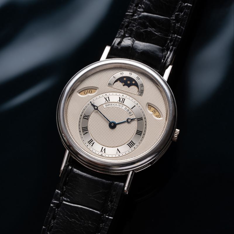 BREGUET - CLASSIQUE OROLOGIO A CARICA AUTOMATICA IN ORO BIANCO 18KT CON QUADRANTE GUILLOCHE', FAS...