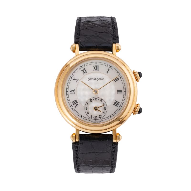 GERALD GENTA - DUAL TIME OROLOGIO SOLO TEMPO A CARICA AUTOMATICA IN ORO GIALLO 18KT CON QUADRANTE...