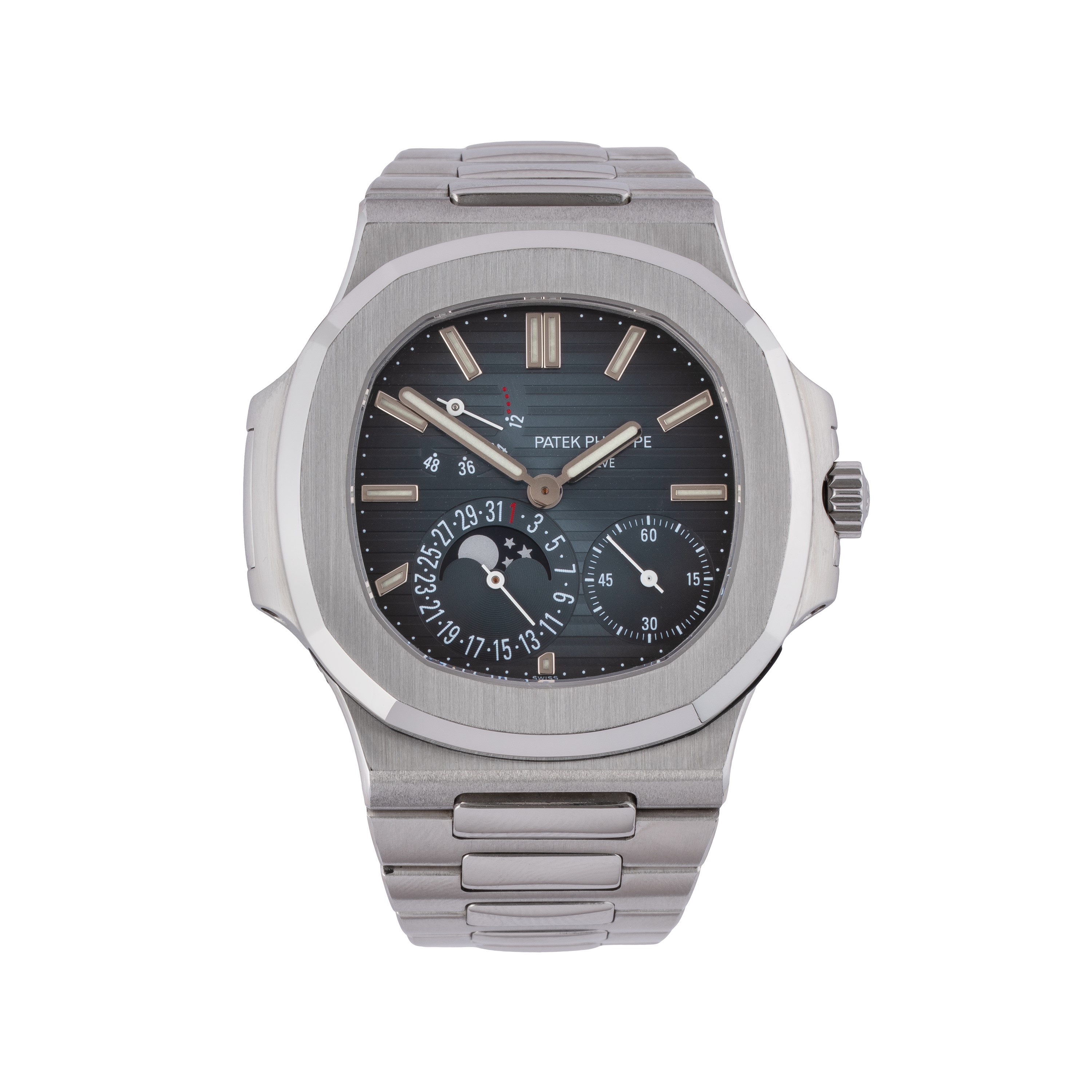 PATEK PHILIPE - NAUTILUS OROLOGIO SOLO TEMPO A CARICA AUTOMATICA IN ACCIAIO CON RISERVA DI CARICA...
