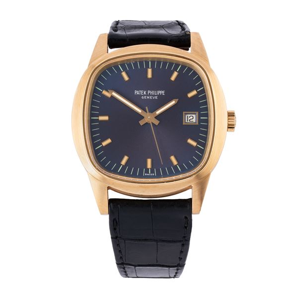 PATEK PHILIPPE - PATEK PHILIPPE - BETA 21 18KT YELLOW GOLD QUARTZ TIME-ONLY WATCH WITH PURPLE DIAL AND DATE DISPLAY AT THREE O'CLOCK