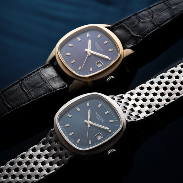 PATEK PHILIPPE - PATEK PHILIPPE - BETA 21 18KT WHITE GOLD QUARTZ TIME-ONLY WATCH WITH BLUE SIGMA DIAL, DATE DISPLAY AT THREE O'CLOCK AND INTEGRATED 18KT WHITE GOLD BRACELET