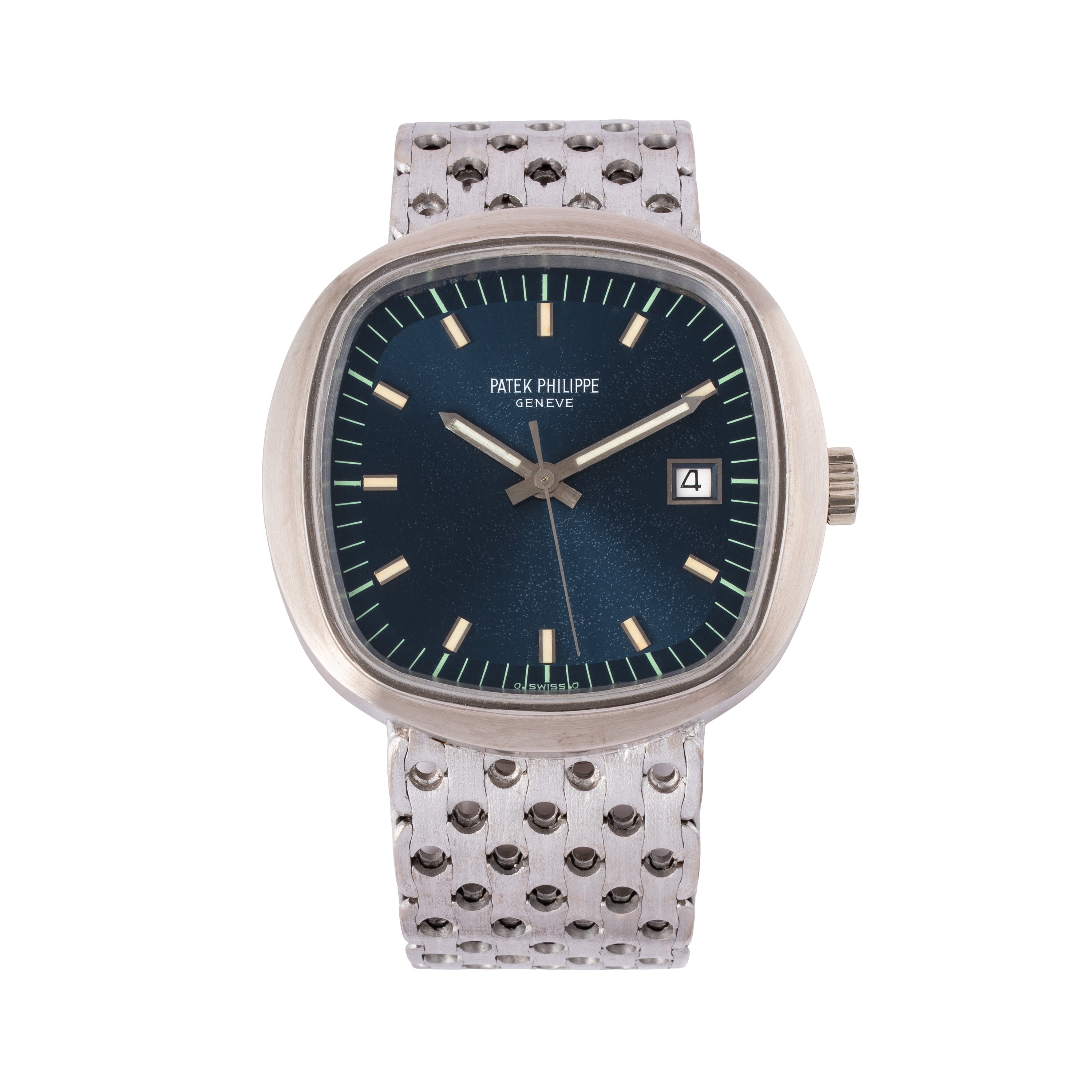 PATEK PHILIPPE - BETA 21 OROLOGIO SOLO TEMPO AL QUARZO IN ORO BIANCO 18KT CON QUADRANTE BLU SIGMA...