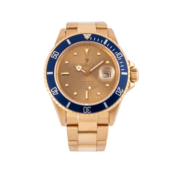 ROLEX - ROLEX - SUBMARINER 18KT YELLOW GOLD SELF-WINDING TIME-ONLY WATCH WITH CHAMPAGNE ‘NIPPLE’ DIAL, DATE DISPLAY AT THREE O'CLOCK AND 18KT YELLOW GOLD OYSTER BRACELET