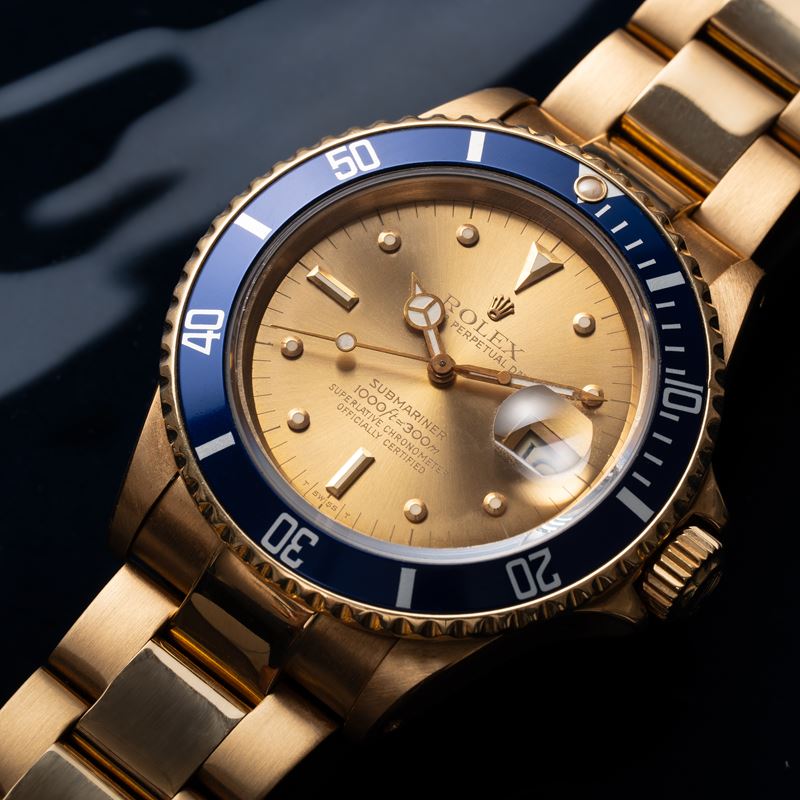 ROLEX - SUBMARINER OROLOGIO SOLO TEMPO A CARICA AUTOMATICA IN ORO GIALLO 18KT CON QUADRANTE CHAMP...