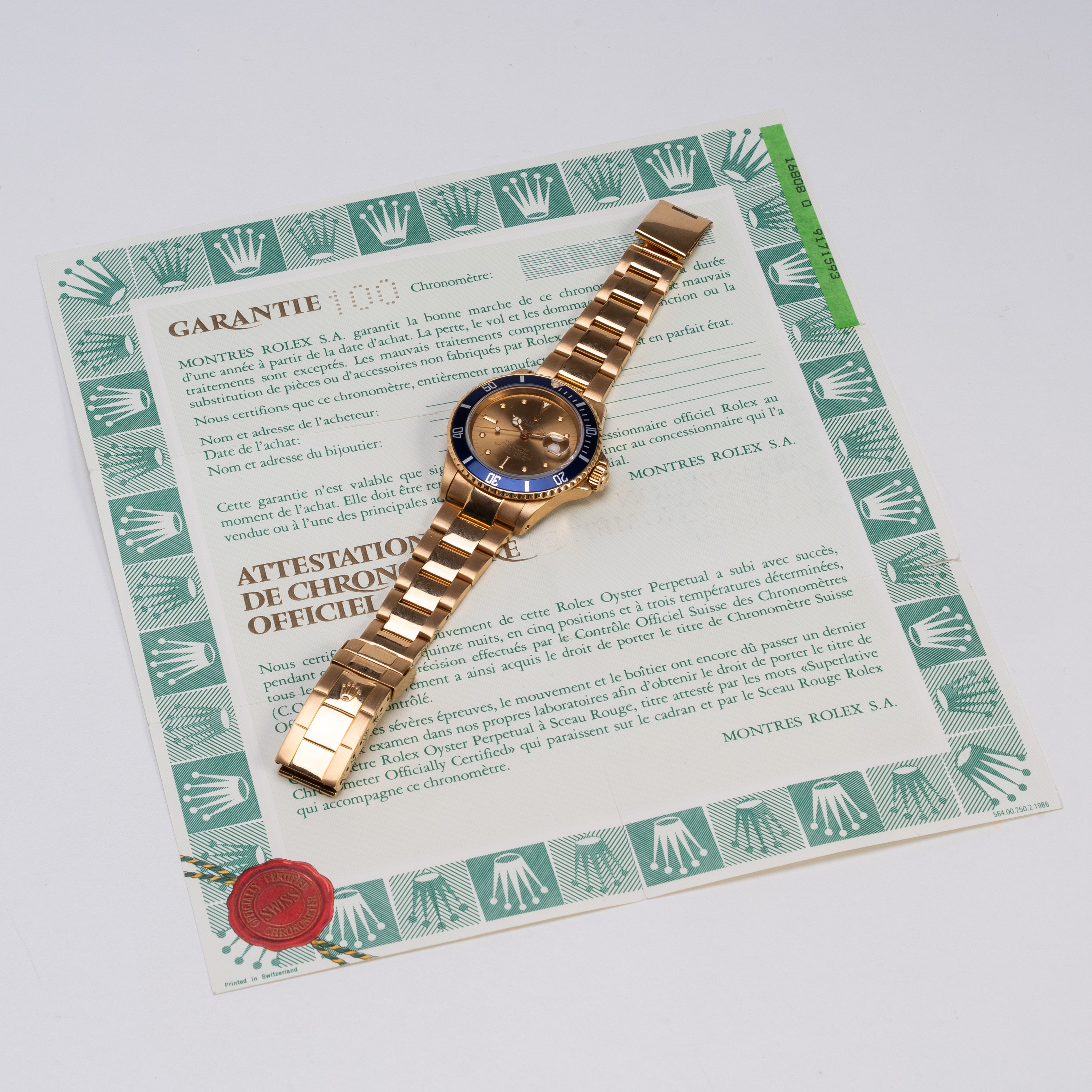 ROLEX - SUBMARINER OROLOGIO SOLO TEMPO A CARICA AUTOMATICA IN ORO GIALLO 18KT CON QUADRANTE CHAMP...