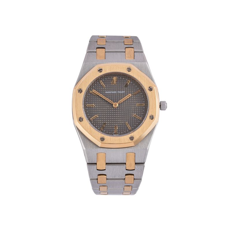 AUDEMARS PIGUET - ROYAL OAK OROLOGIO SOLO TEMPO AL QUARZO IN ACCIAIO E ORO GIALLO 18KT CON QUADRA...