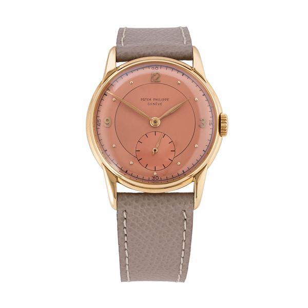 PATEK PHILIPPE - PATEK PHILIPPE - CALATRAVA MANUAL WINDING TIME ONLY WATCH IN 18KT YELLOW GOLD WITH SALMON DIAL AND SMALL SECONDS AT SIX O'CLOCK