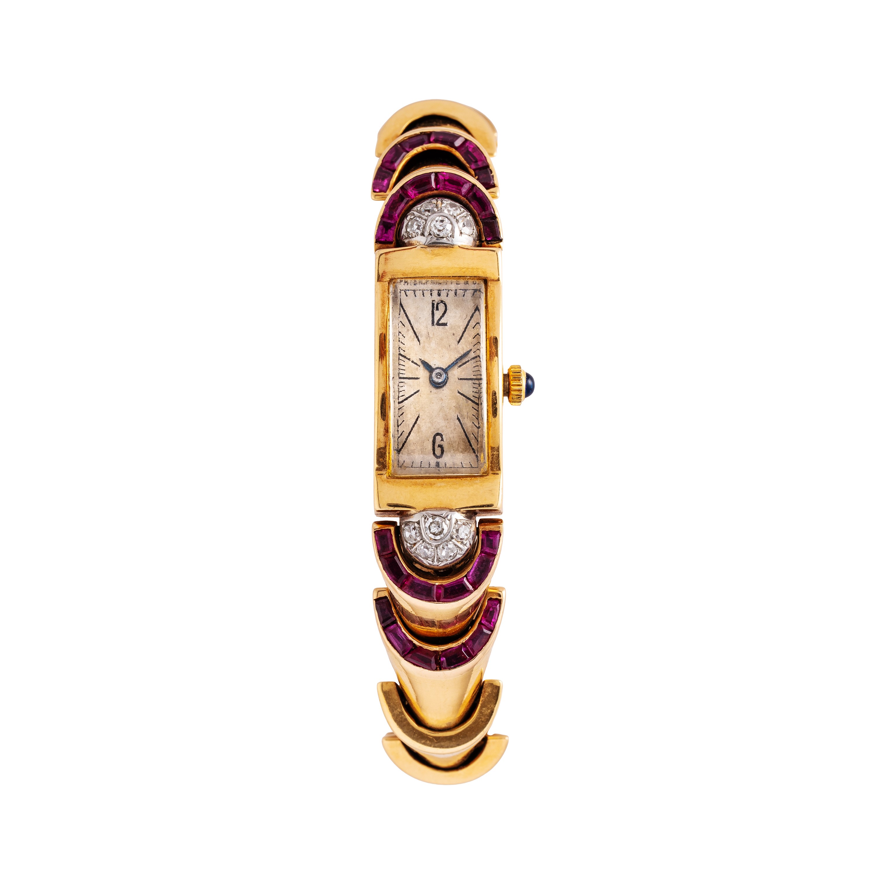 PATEK PHILIPPE OROLOGIO SOLO TEMPO A CARICA MANUALE IN ORO GIALLO 18KT CON ZAFFIRI E DIAMANTI