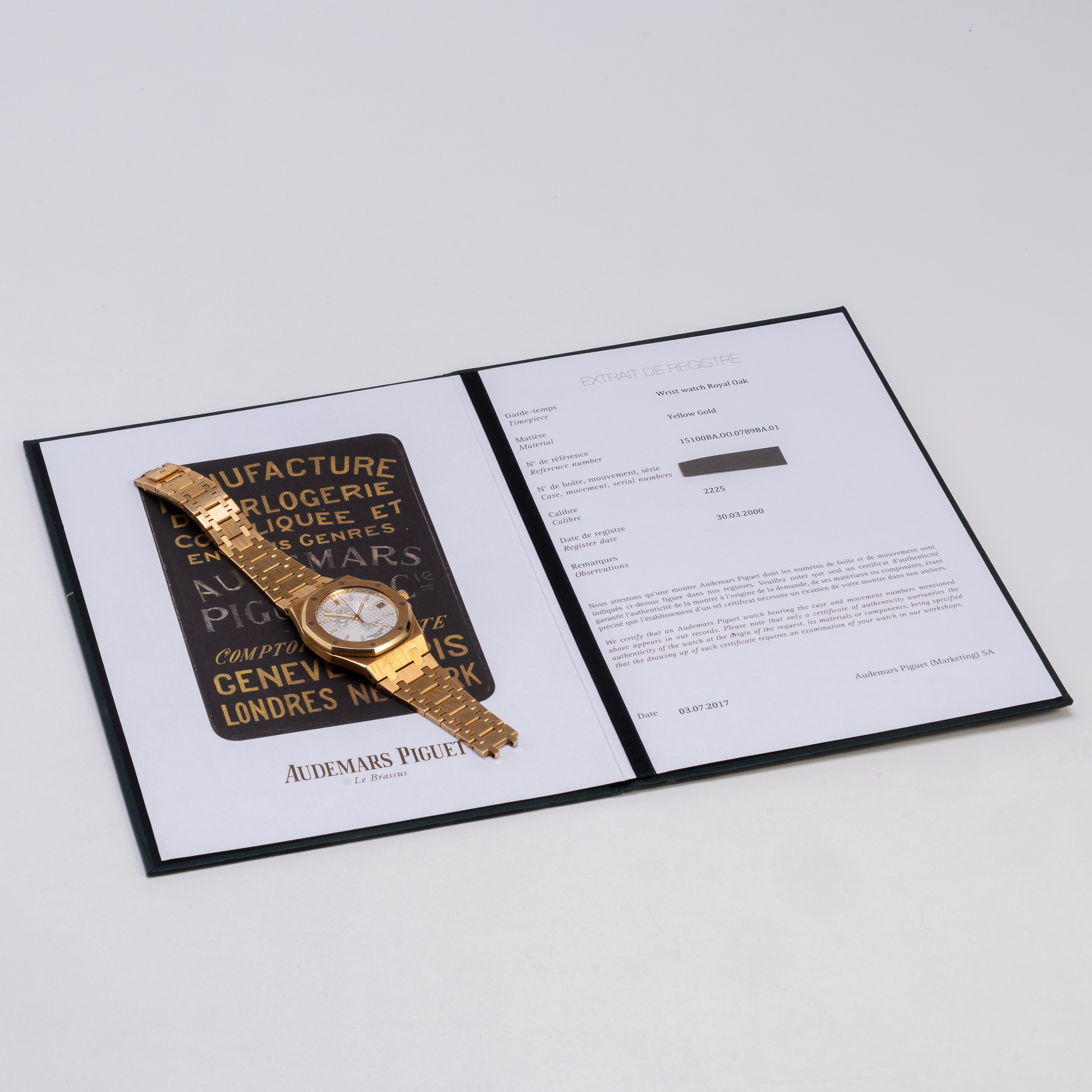 AUDEMARS PIGUET - ROYAL OAK FOUNDATION TIME FOR TREE OROLOGIO SOLO TEMPO A CARICA AUTOMATICA IN O...