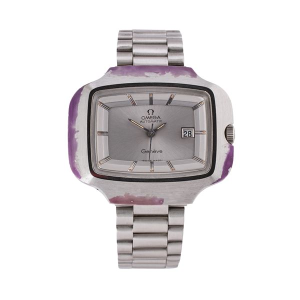 OMEGA - OMEGA - GENEVA AUTOMATIC STEEL WATCH WITH GREY DIAL, DATE DISPLAY AT THREE O'CLOCK AND OMEGA STEEL BRACELET