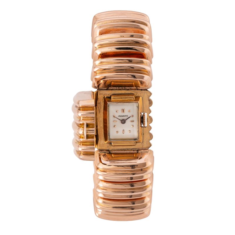 MOVADO OROLOGIO GIOIELLO IN ORO ROSA 18KT A CARICA MANUALE CON QUADRANTE BIANCO