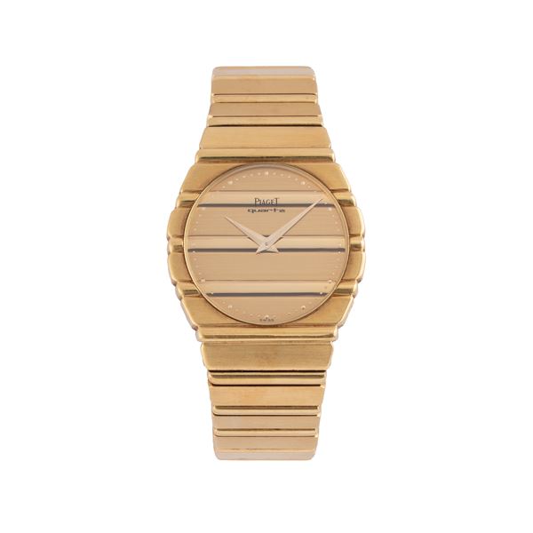 PIAGET - POLO 18KT YELLOW GOLD QUARTZ TIME-ONLY WATCH WITH INTEGRATED 18KT YELLOW GOLD BRACELET AND 18KT YELLOW GOLD DIAL