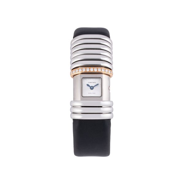 CARTIER - CARTIER - DECLARATION QUARTZ TIME-ONLY WATCH IN STEEL, TITANIUM, 18KT ROSE GOLD, AND BRILLIANT-CUT DIAMONDS