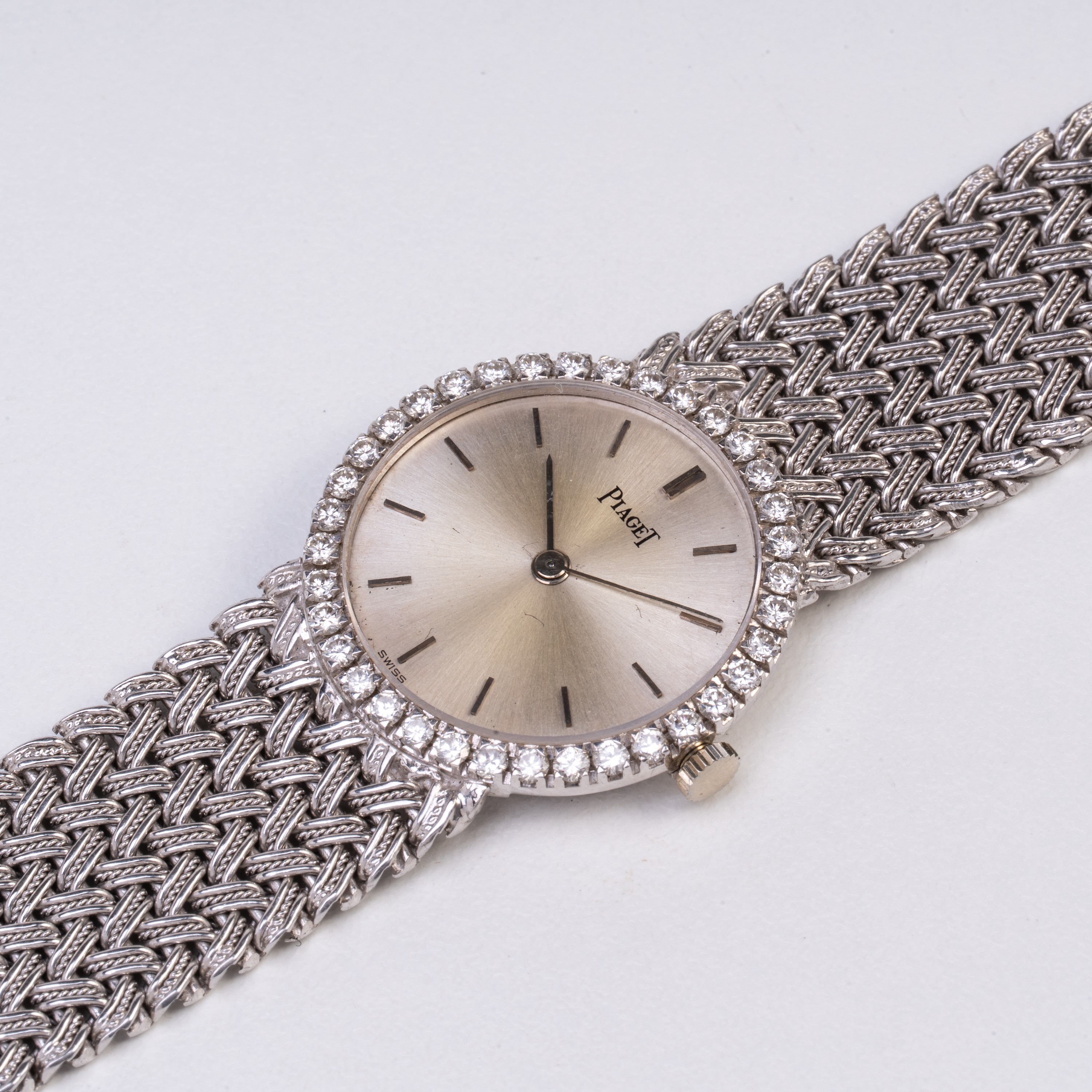 PIAGET OROLOGIO SOLO TEMPO A CARICA MANUALE IN ORO BIANCO 18KT CON BRACCIALE INTEGRATO IN ORO BIA...