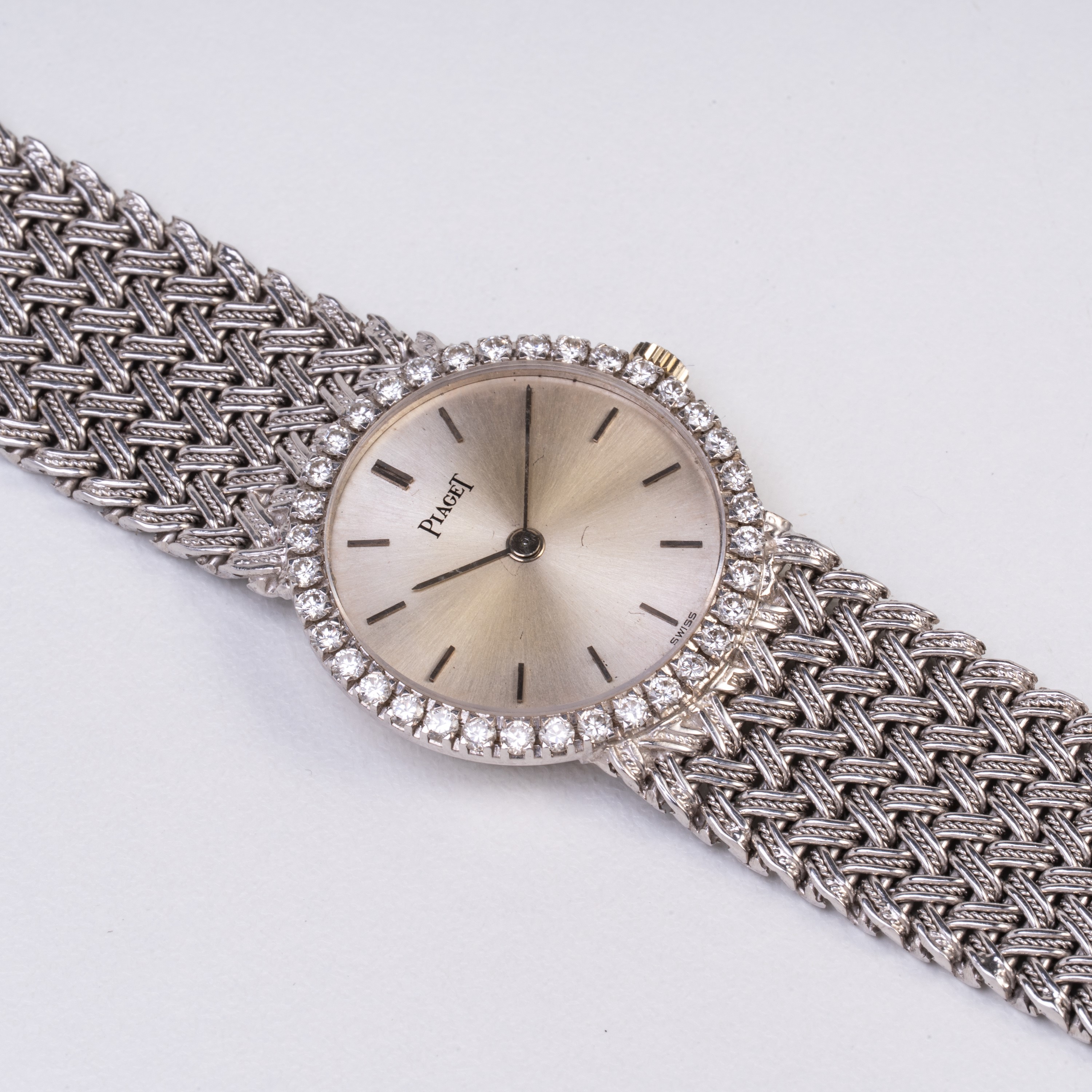 PIAGET OROLOGIO SOLO TEMPO A CARICA MANUALE IN ORO BIANCO 18KT CON BRACCIALE INTEGRATO IN ORO BIA...