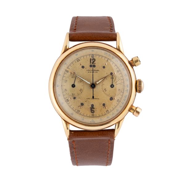 UNIVERSAL GENEVE - UNIVERSAL GENEVE CRONOGRAFO A CARICA MANUALE IN ORO GIALLO 18KT E FONDELLO A VITE IN ORO GIALLO 18KT