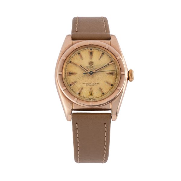 ROLEX - ROLEX - OVETTO 10KT ROSE GOLD-PLATED AUTOMATIC TIME-ONLY WATCH WITH STEEL CASE BACK