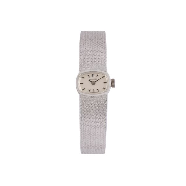 LONGINES - LONGINES MANUAL WINDING TIME ONLY WATCH IN 18KT WHITE GOLD WITH INTEGRATED 18KT YELLOW GOLD BRACELET AND GREY DIAL
