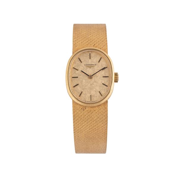 LONGINES - LONGINES MANUAL WINDING TIME ONLY WATCH IN 18KT YELLOW GOLD WITH INTEGRATED 18KT YELLOW GOLD BRACELET AND YELLOW SIGMA DIAL