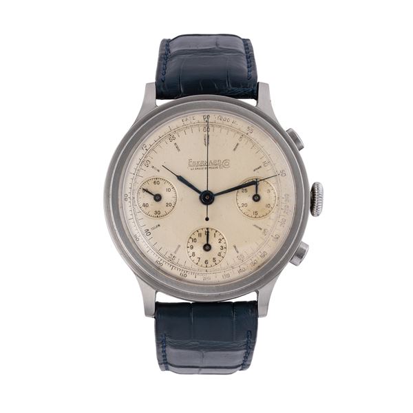 EBERHARD - EBERHARD - PRE EXTRAFORT MANUAL WINDING CHRONOGRAPH IN STEEL WITH STEP CASE AND SILVER DIAL